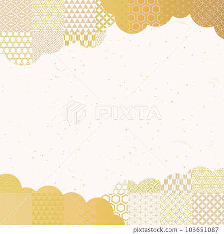 日本紙背景與金色的雲彩 103651087