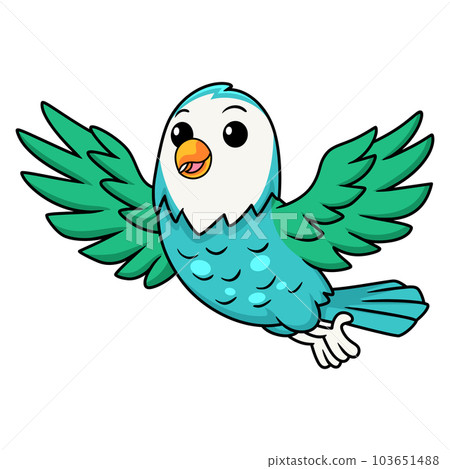Cute blue turquoise bird cartoon flying Cute blue turquoise bird cartoon flying 103651488