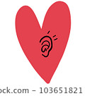 Heart symbol with ear inside 103651821