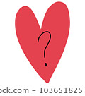 Heart symbol with question sign inside 103651825