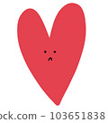 Heart symbol with sad face emotion in cartoon face inside  103651838