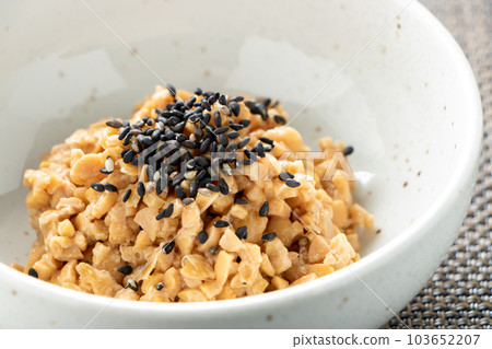 Natto. (Hikiwari natto with black sesame seeds.) Natto. (Hikiwari natto with black sesame seeds.) 103652207