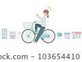 A woman riding a bicycle to meet the obligation to wear a helmet 103654410