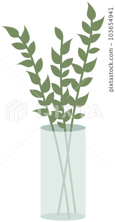 Decorative green plant with long leaves in ceramic pot, pot with houseplant. Home interior plant 103654941