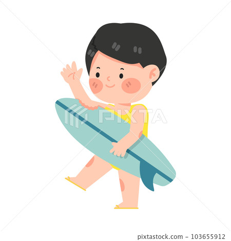 Cute little girl  with the surfboard 103655912