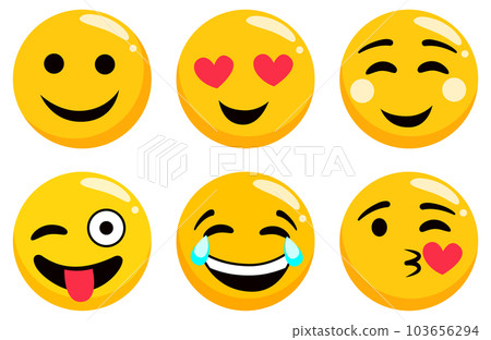 Yellow Emoji Faces Set Isolated on White Vector 103656294