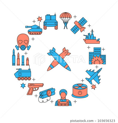 Military weapons round concept poster Military weapons round concept poster 103656323