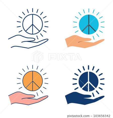 Hand giving peace sign icon set Hand giving peace sign icon set 103656342