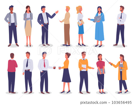 Group of business working people standing on white background. Business man and business woman Group of business working people standing on white background. Business man and business woman 103656495