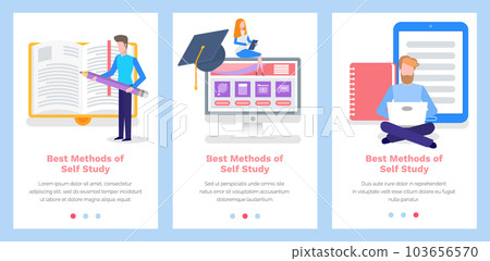 Set of illustrations about best methods of self study. People are engaged in self-education 103656570
