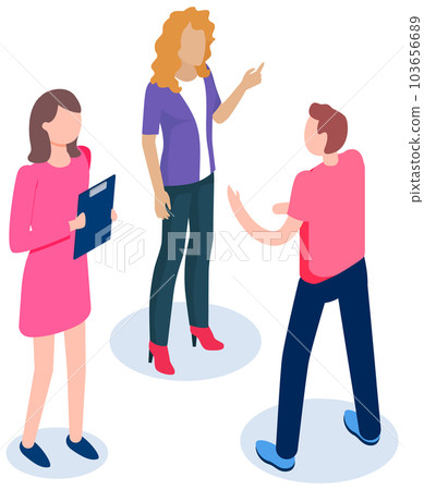 People at business meeting work together. Colleagues discuss company statistics and arguing People at business meeting work together. Colleagues discuss company statistics and arguing 103656689