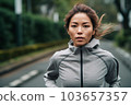 年輕的健身影響者在早上跑步 AI 生成的圖像 103657357