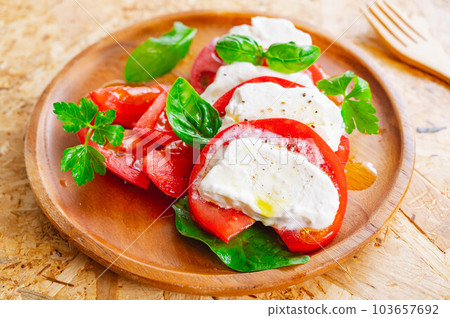 Homemade mozzarella cheese caprese 103657692