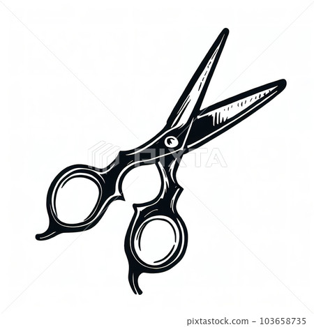 Hairdressing scissors,white background,ink sytle  103658735