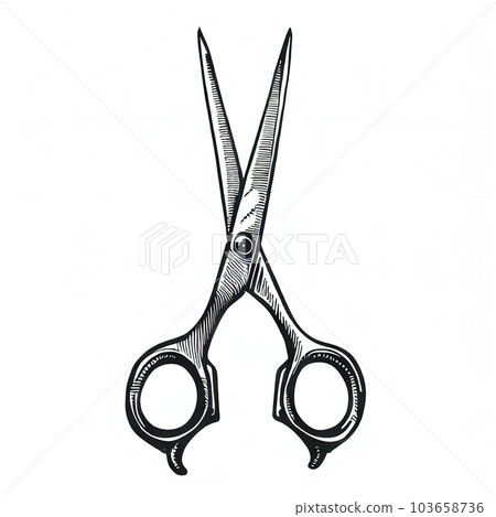 Hairdressing scissors,white background,ink sytle  103658736