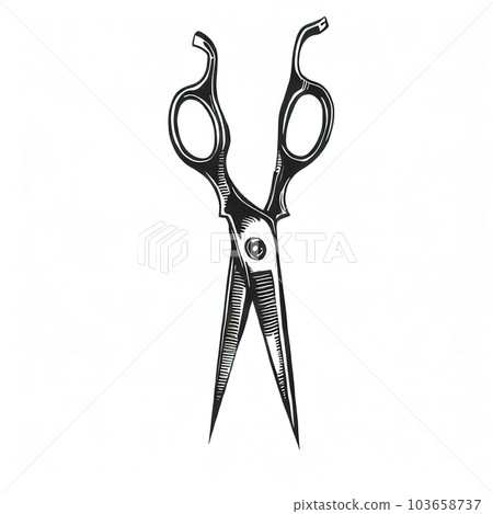 Hairdressing scissors,white background,ink sytle  103658737