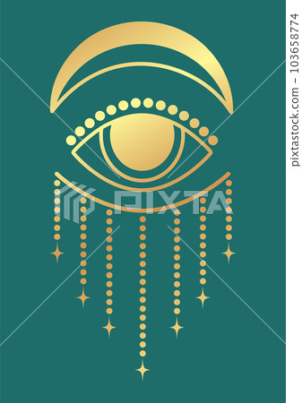 Golden style mystic eye printed illustration poster. Tarot card 103658774