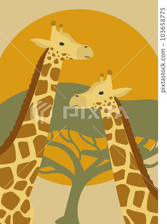 African savannah safari animals illustration poster. 103658775