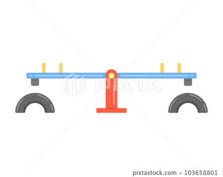 Illustration of a seesaw playground equipment in a park 103658801