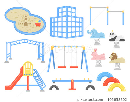 Illustration set of playground equipment in the park 103658802