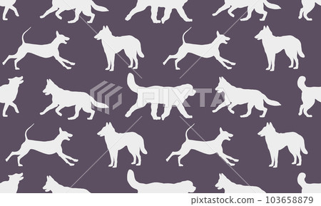 Silhouette dogs different breeds. Endless texture. 103658879