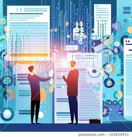 Conduct market research and obtain potential customer information,illustration style,big data Conduct market research and obtain potential customer information,illustration style,big data 103659451