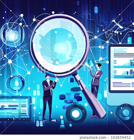 Conduct market research and obtain potential customer information,illustration style,big data  103659452