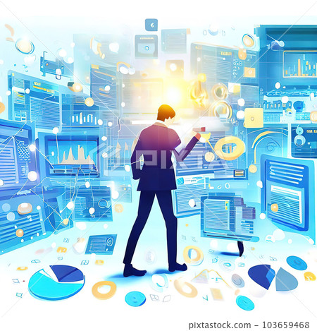 Conduct market research and obtain potential customer information,illustration style,big data  103659468