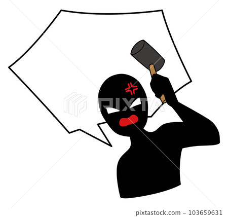 Illustration material of a person and a speech bubble attacking with a hammer Illustration material of a person and a speech bubble attacking with a hammer 103659631
