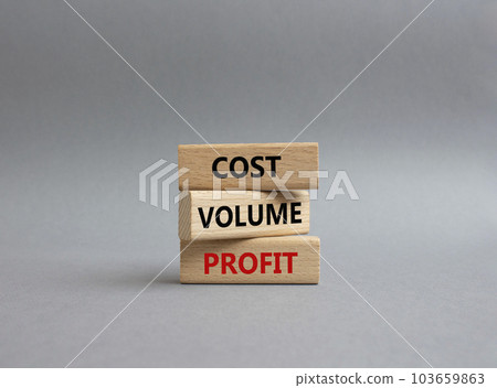 Cost Volume Profit symbol. Concept word Cost Volume Profit on wooden blocks. Beautiful grey background. Business and Cost Volume Profit concept. Copy space Cost Volume Profit symbol. Concept word Cost Volume Profit on wooden blocks. Beautiful grey background. Business and Cost Volume Profit concept. Copy space 103659863