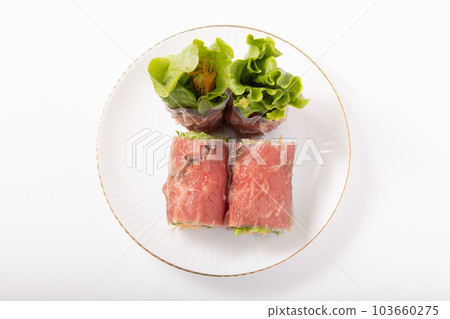 Roast beef raw spring roll 103660275
