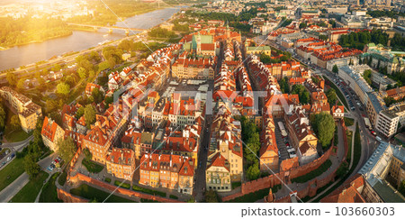Old city in Warsaw panorama 103660303