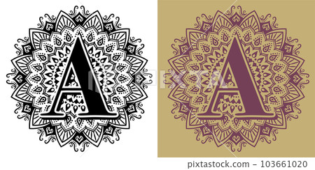 鏤空風格曼荼羅字母“A” 103661020