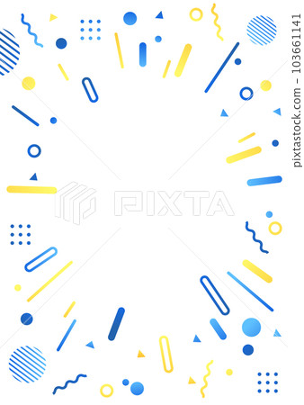藍色和黃色的幾何圖案背景框架材料 103661141