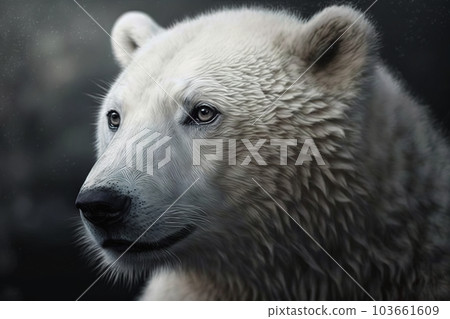 Image of a white bear head on nature background. Wildlife Animals. Illustration. Generative AI. Image of a white bear head on nature background. Wildlife Animals. Illustration. Generative AI. 103661609