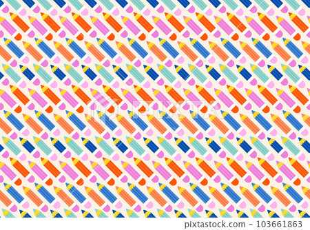 Vibrant Color Back To School background, seamless pattern with pens and pencils Vibrant Color Back To School background, seamless pattern with pens and pencils 103661863