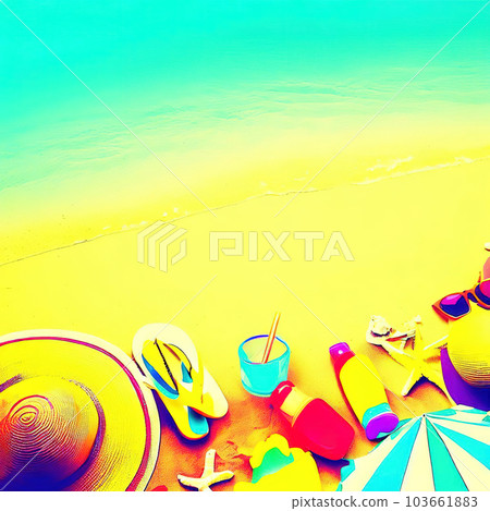 beach summer theme, copy space pop art  103661883