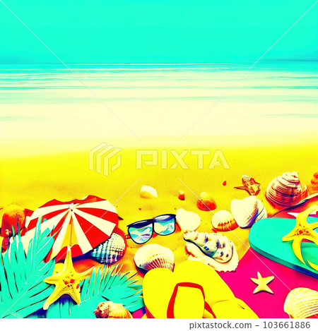 beach summer theme, copy space pop art beach summer theme, copy space pop art 103661886