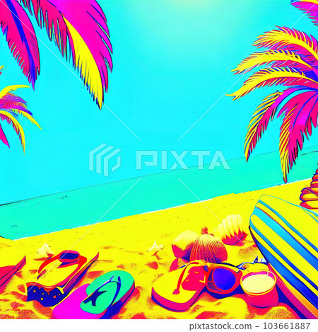 beach summer theme, copy space pop art beach summer theme, copy space pop art 103661887