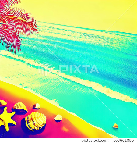 beach summer theme, copy space pop art  103661890