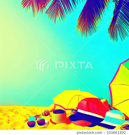 beach summer theme, copy space pop art  103661892