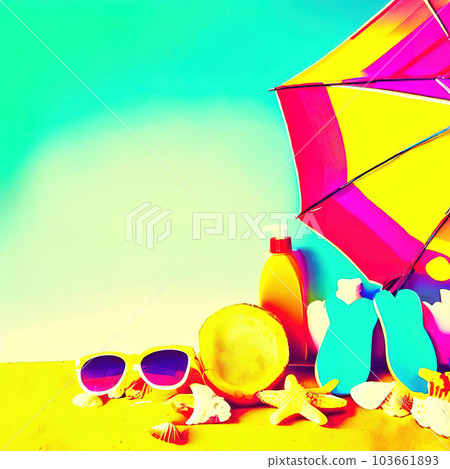 beach summer theme, copy space pop art beach summer theme, copy space pop art 103661893