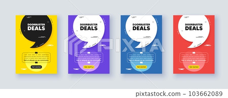 Poster frame with quote, comma. Doorbuster deals tag. Special offer price sign. Advertising discounts symbol. Quotation offer bubble. Doorbuster deals message. Vector 103662089