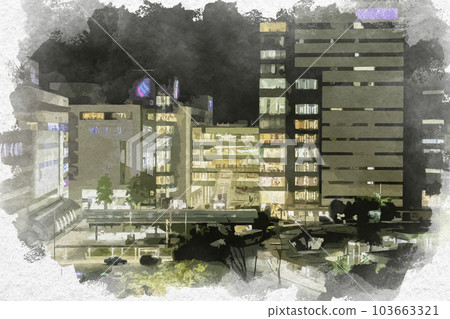 水彩風格濱松市區濱松站遠鐵百貨商店靜岡縣濱松市 水彩風格濱松市區濱松站遠鐵百貨商店靜岡縣濱松市 103663321