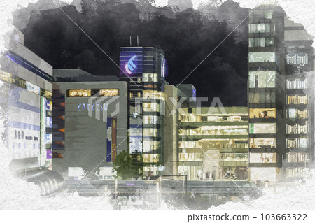 水彩風格濱松市區濱松站遠鐵百貨商店靜岡縣濱松市 水彩風格濱松市區濱松站遠鐵百貨商店靜岡縣濱松市 103663322