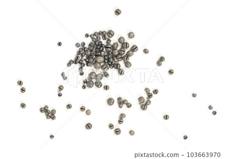 Split shot lead weights for fishing, isolated on white 103663970