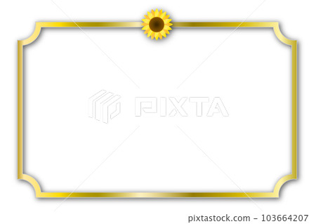 Golden frame with sunflower flowers 103664207