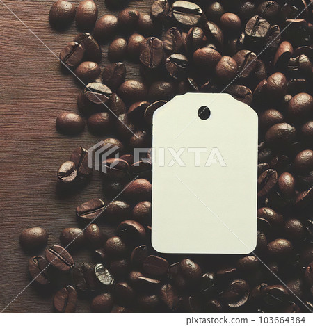 blank label - on top view coffee beans background blank label - on top view coffee beans background 103664384
