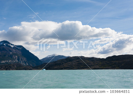 Navigation on Argentino lake, Patagonia landscape, Argentina 103664851
