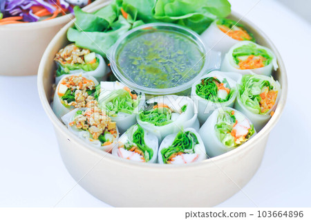 vegetable rolls or noodle rolls or rice noodle rolls or Vietnamese rolls 103664896